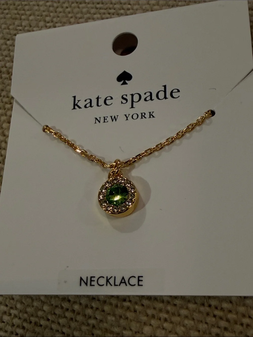kate spade Peridot Green You're A Gem Pave Halo Pendant/NWT